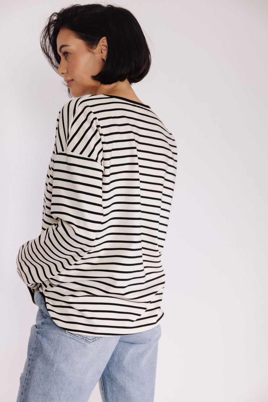 Isla Striped Tee in Cream-Black