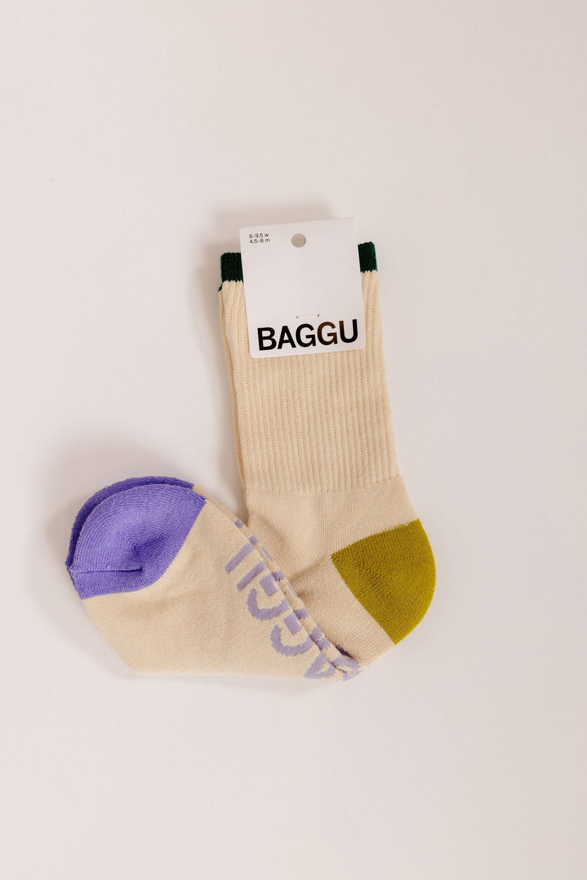 Baggu Ribbed Sock in Ecru Mix