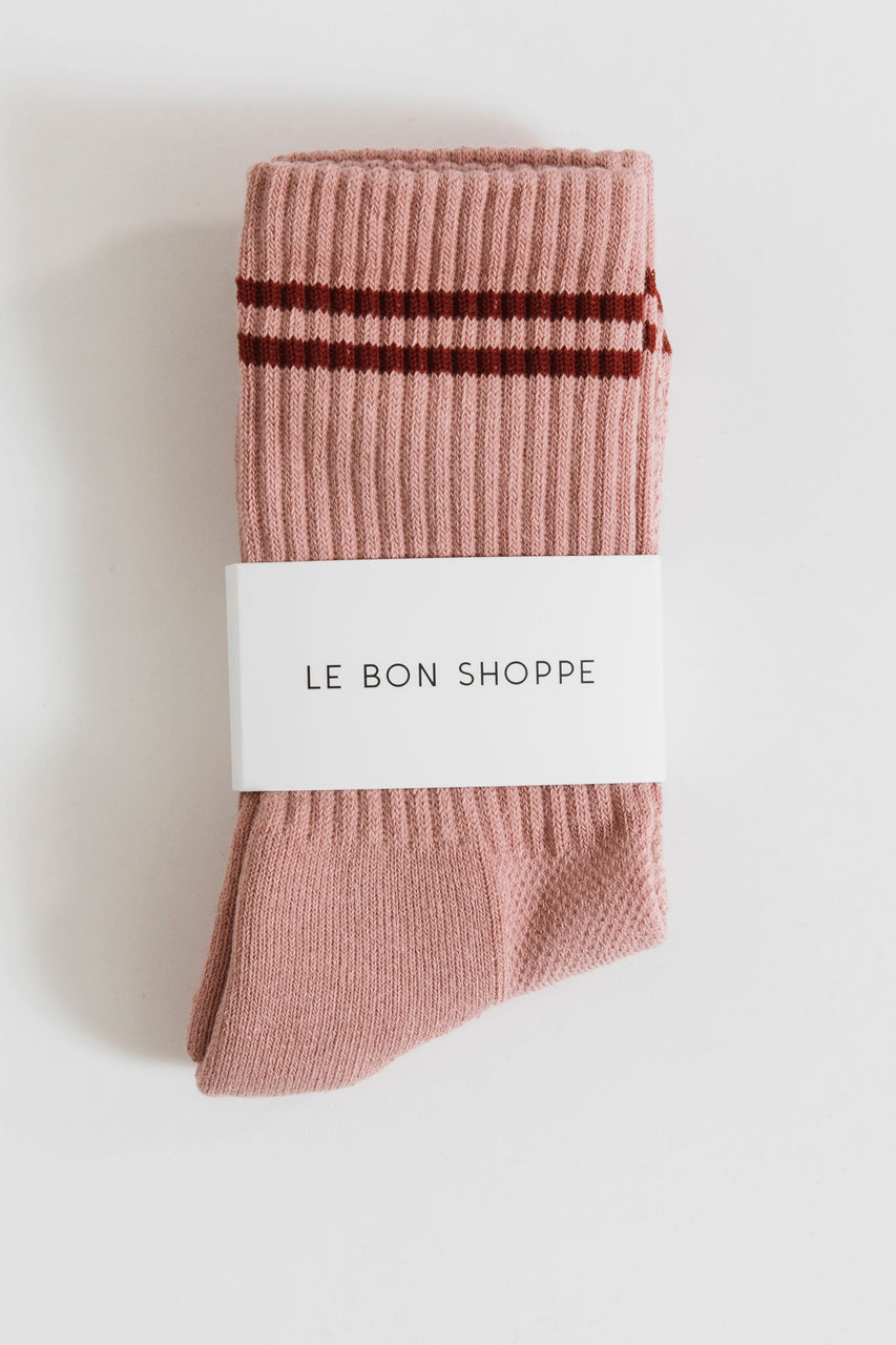 Le Bon Shoppe Boyfriend Socks in Vintage Pink