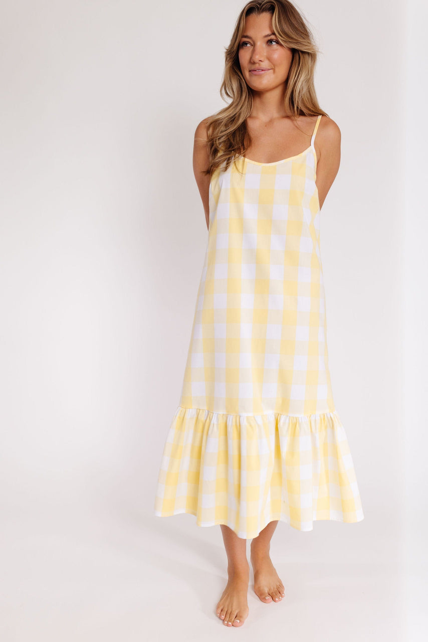 Melinda Dress in Yellow and Ivory