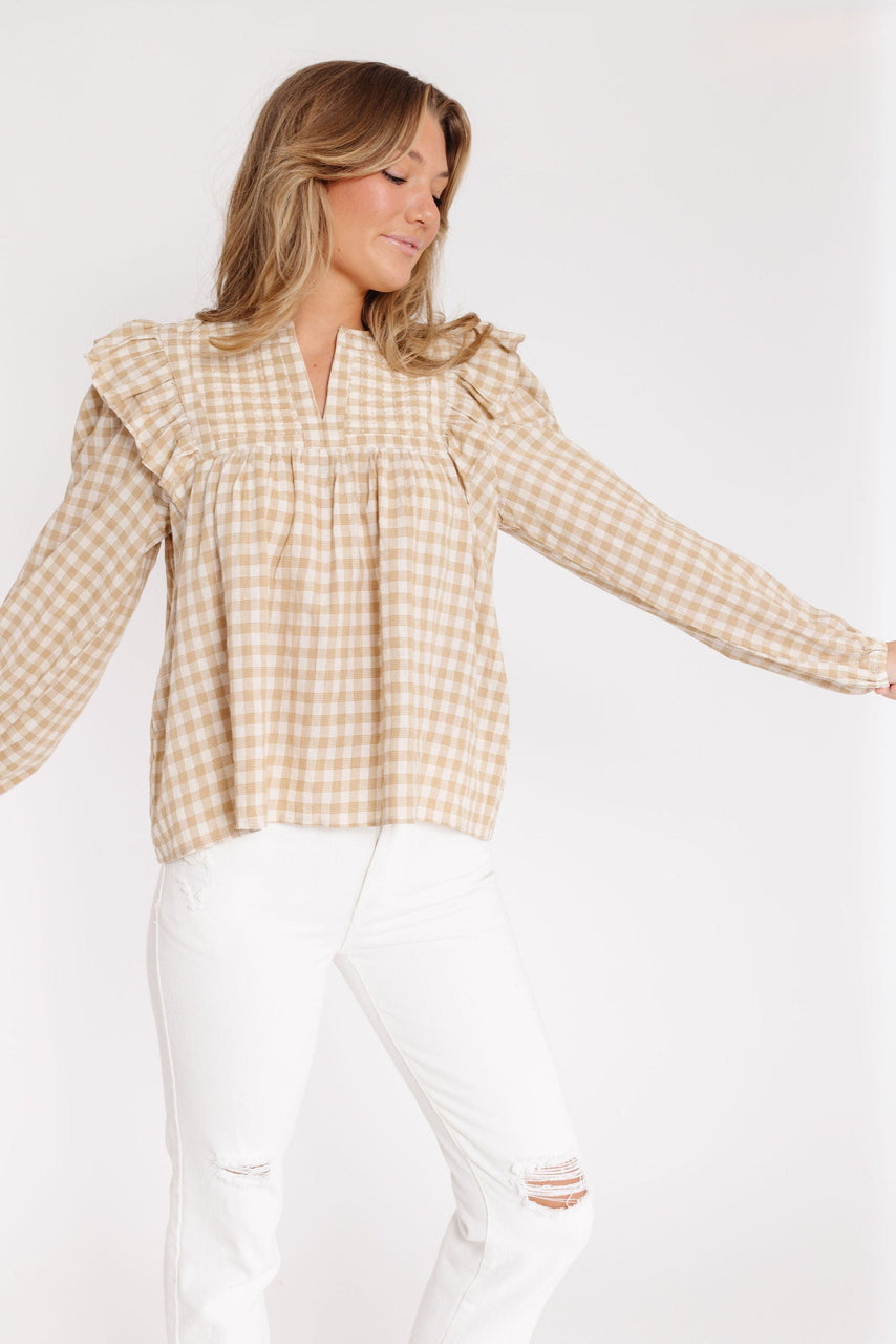 Melodie Gingham Blouse in Dijon