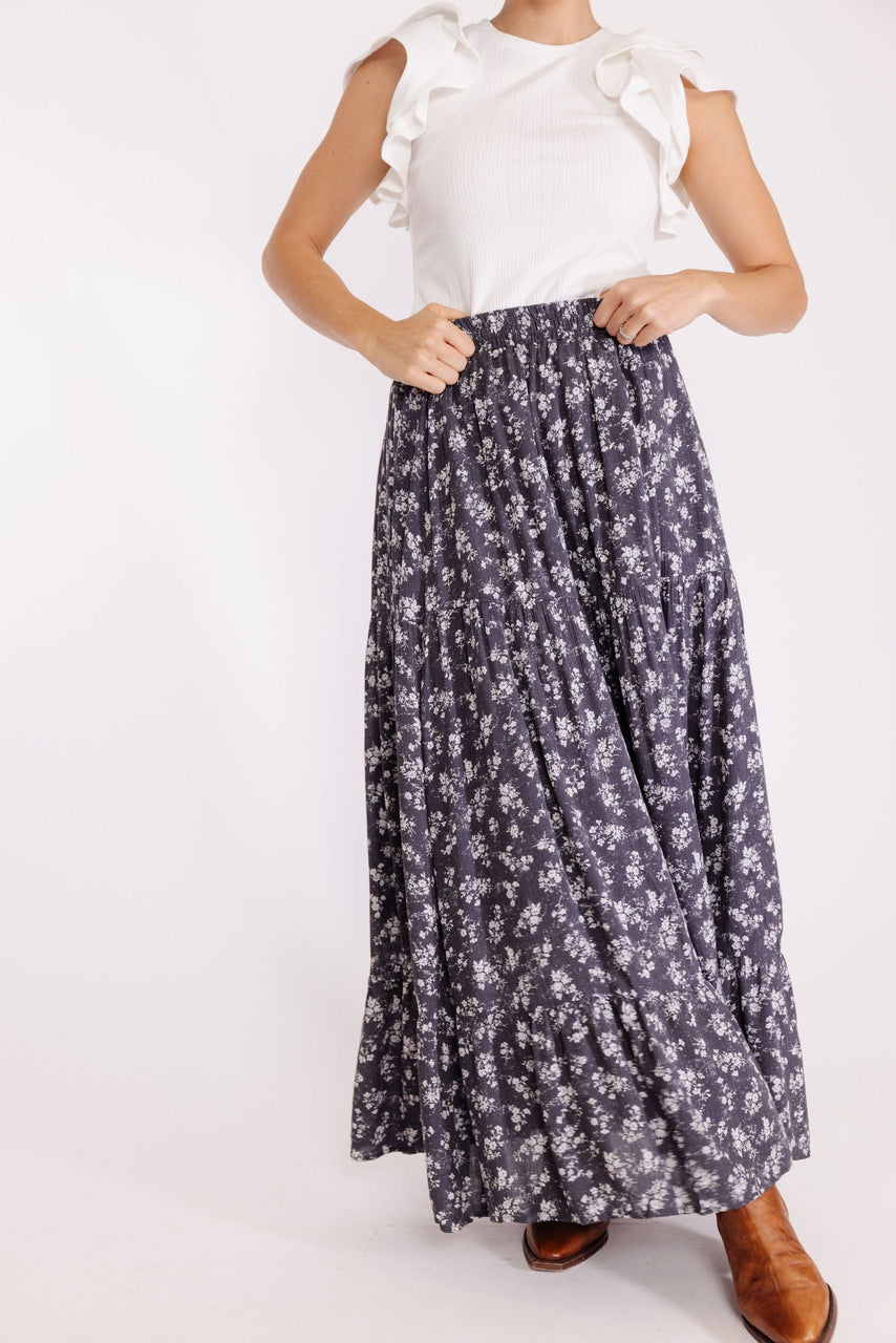 Rooster Skirt in Charcoal Floral