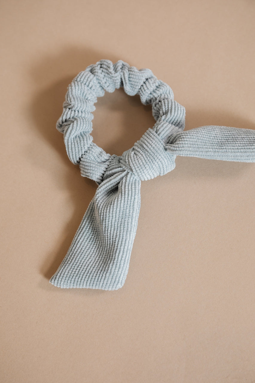 Blue Corduroy Bow Scrunchie