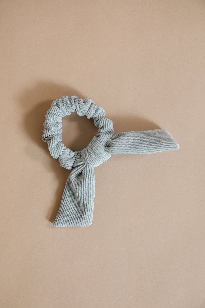 Blue Corduroy Bow Scrunchie