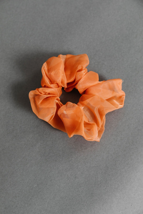 Coral Oversized Sheer Scrunchie