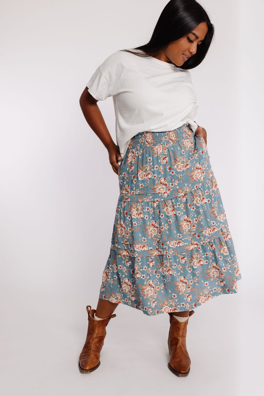 Serenity Lake Skirt in Sage Floral