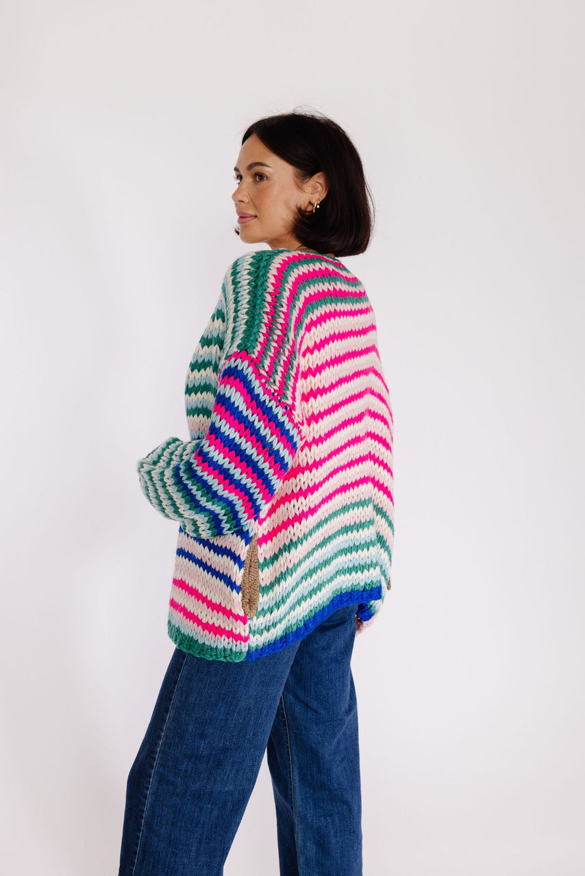 Sweet Lily Open Cardigan in Pink Multi