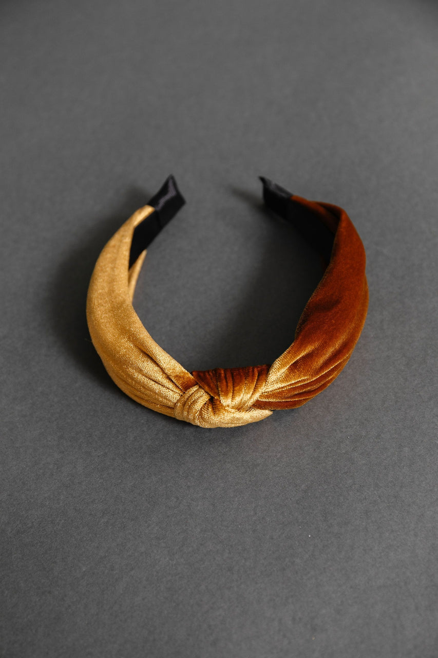 Velvet Twist Headband in Gold